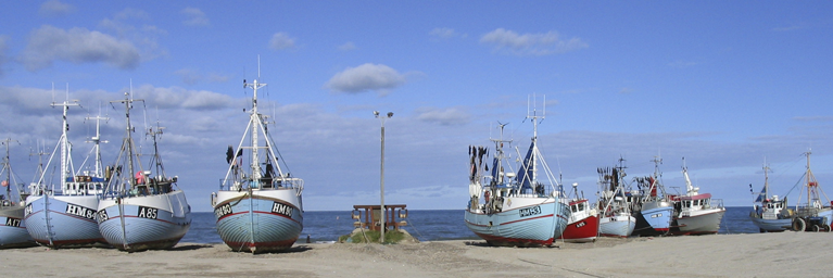 Fiskerbåde på Thorup strand